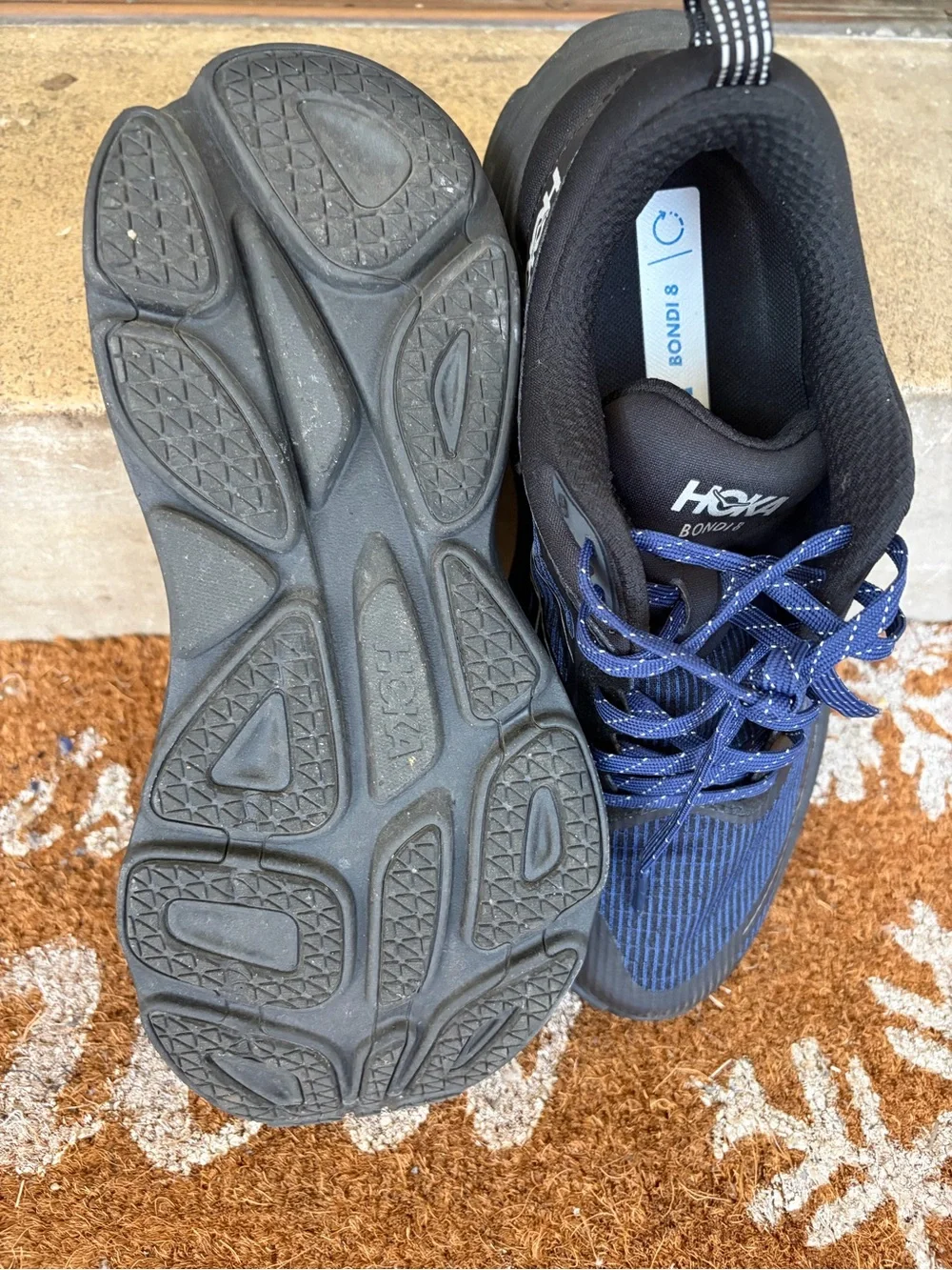 Hoka Bondi 8 Running Shoe - Black & Blue